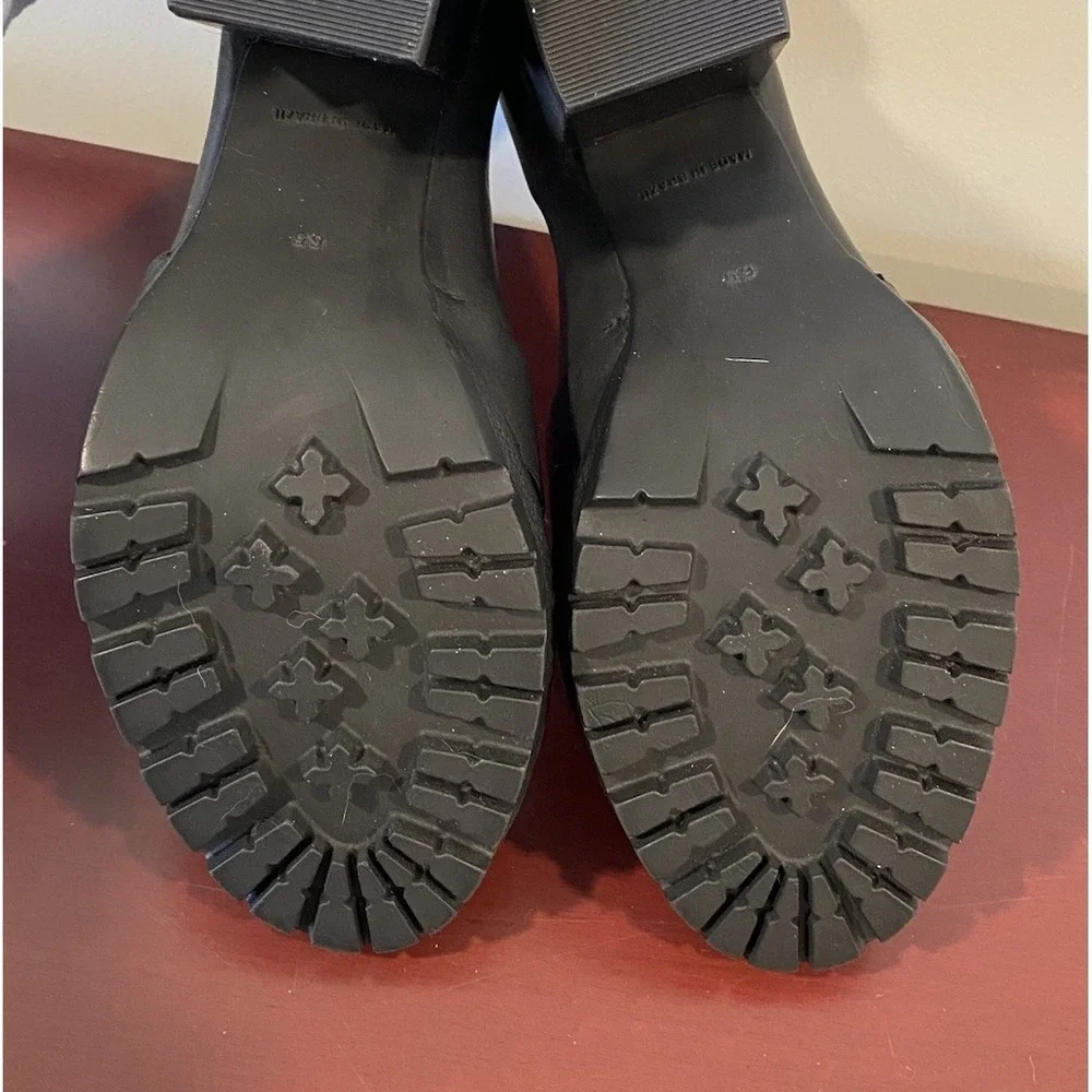Steve Madden Marin 6.5M Black Leather Treaded Platform Loafers 3.5